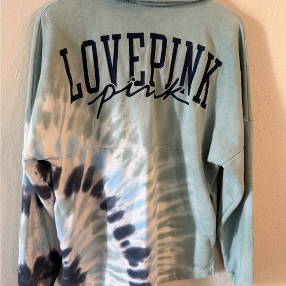 PINK Victoria's Secret Women's Varsity Half Zip Pullover Sweater Tie-Dye - Picture 9 of 9